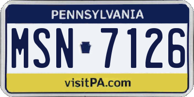 PA license plate MSN7126
