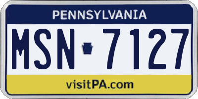 PA license plate MSN7127