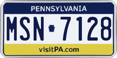PA license plate MSN7128