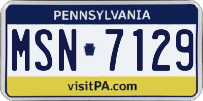 PA license plate MSN7129