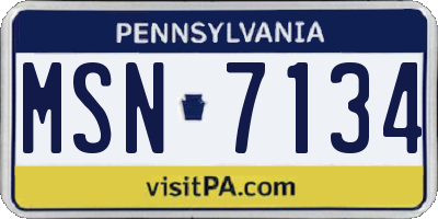 PA license plate MSN7134