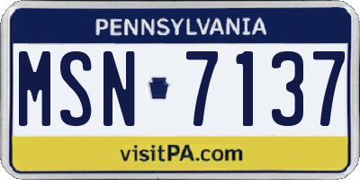 PA license plate MSN7137