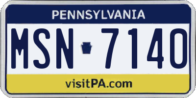 PA license plate MSN7140