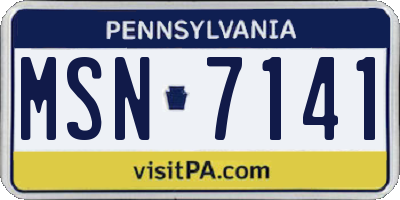 PA license plate MSN7141