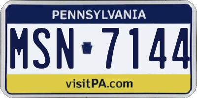 PA license plate MSN7144