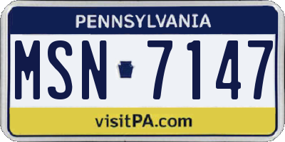 PA license plate MSN7147