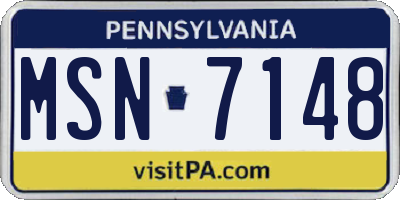 PA license plate MSN7148