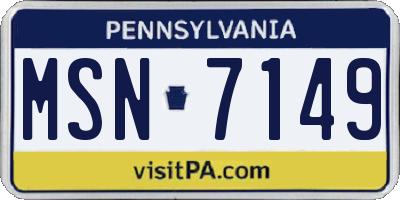 PA license plate MSN7149
