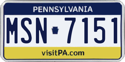 PA license plate MSN7151