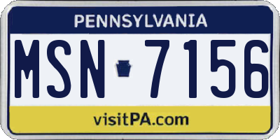 PA license plate MSN7156