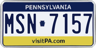 PA license plate MSN7157