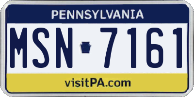 PA license plate MSN7161