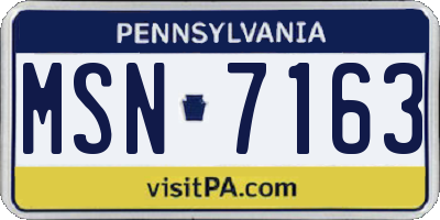 PA license plate MSN7163