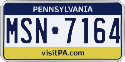 PA license plate MSN7164