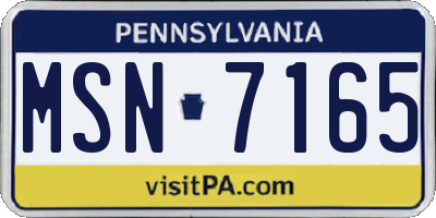 PA license plate MSN7165