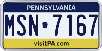 PA license plate MSN7167