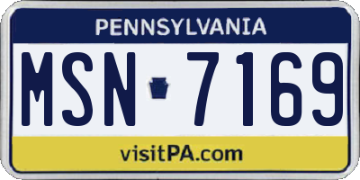 PA license plate MSN7169