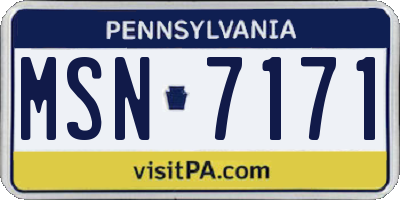 PA license plate MSN7171