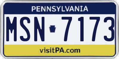 PA license plate MSN7173