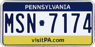 PA license plate MSN7174