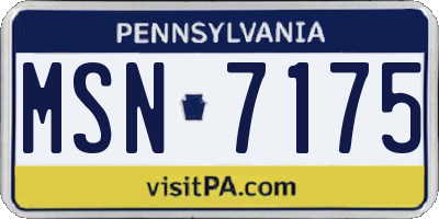 PA license plate MSN7175
