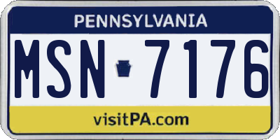 PA license plate MSN7176