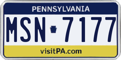 PA license plate MSN7177