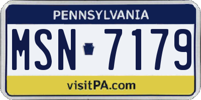 PA license plate MSN7179
