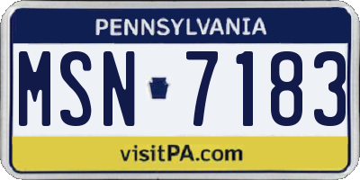 PA license plate MSN7183