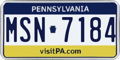 PA license plate MSN7184