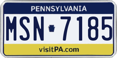 PA license plate MSN7185
