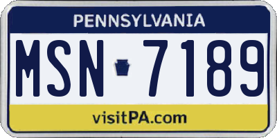 PA license plate MSN7189