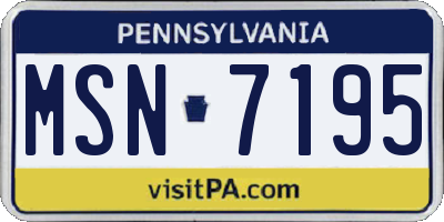 PA license plate MSN7195