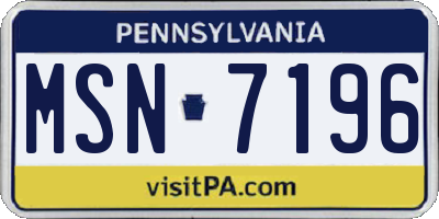 PA license plate MSN7196