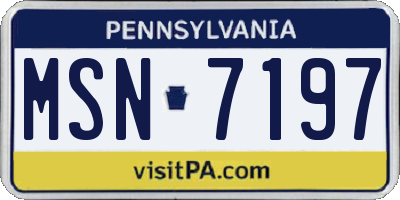 PA license plate MSN7197