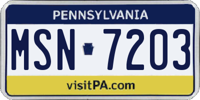PA license plate MSN7203