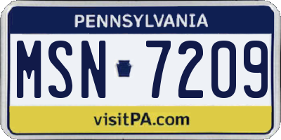 PA license plate MSN7209