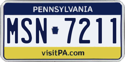 PA license plate MSN7211