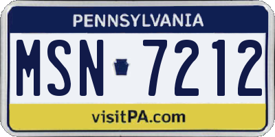PA license plate MSN7212
