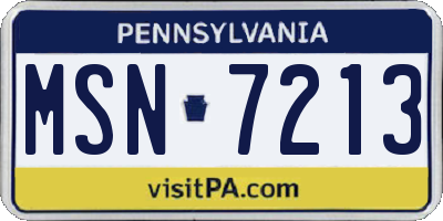 PA license plate MSN7213