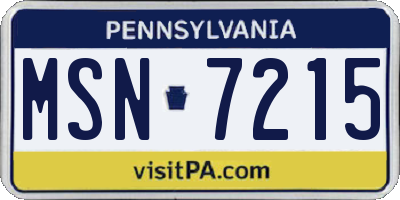 PA license plate MSN7215