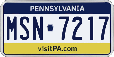 PA license plate MSN7217