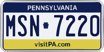 PA license plate MSN7220