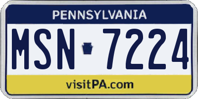 PA license plate MSN7224