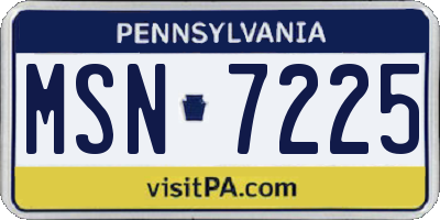 PA license plate MSN7225