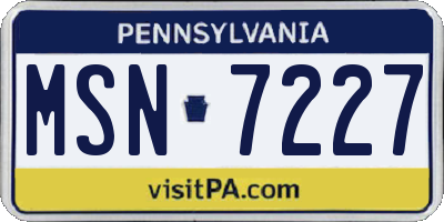 PA license plate MSN7227