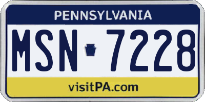 PA license plate MSN7228