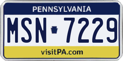 PA license plate MSN7229