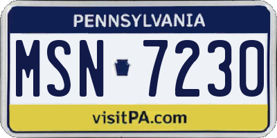 PA license plate MSN7230
