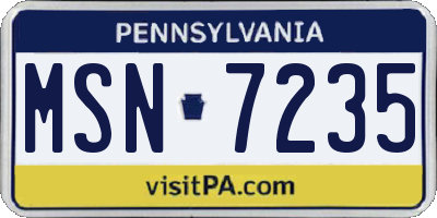 PA license plate MSN7235